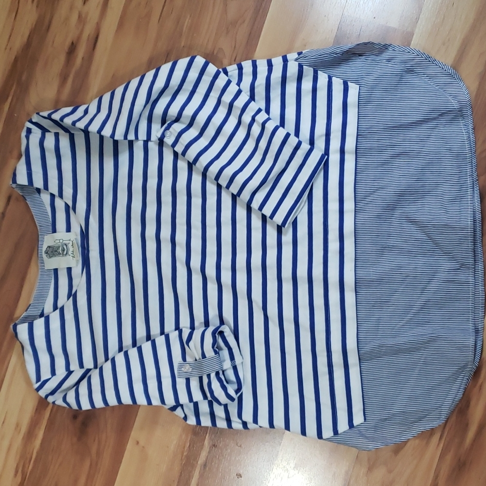 Anthropologie Lili's Closet blue white striped sailor top shirttails Size XS